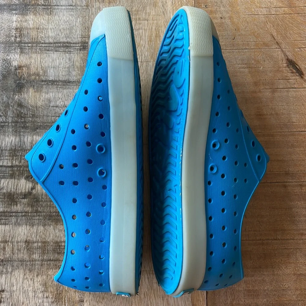 Native Shoes Kids Slip-On Sneakers in Bright Blue with White Toecaps
